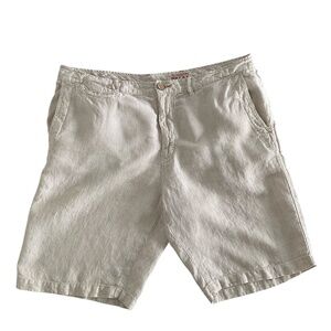 Tommy Bahama Relax Linen Short Sz 38 Natural Pinstripe Lagenlook Travel Everyday